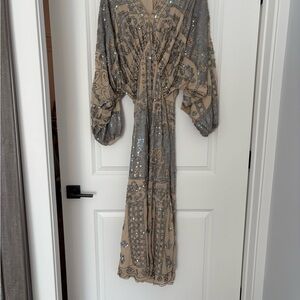 ASOS Gray and Cream Long Sleeve Dress